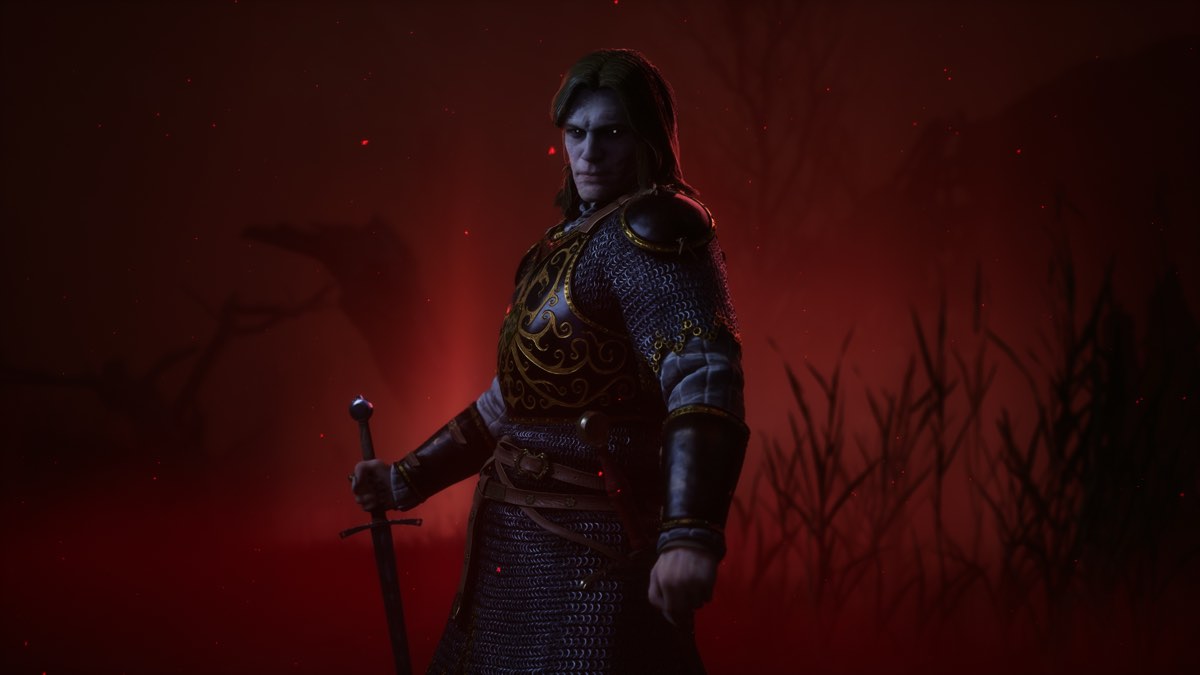 Coen in Vrakhir form at night, wreathed in red mist, from official footage