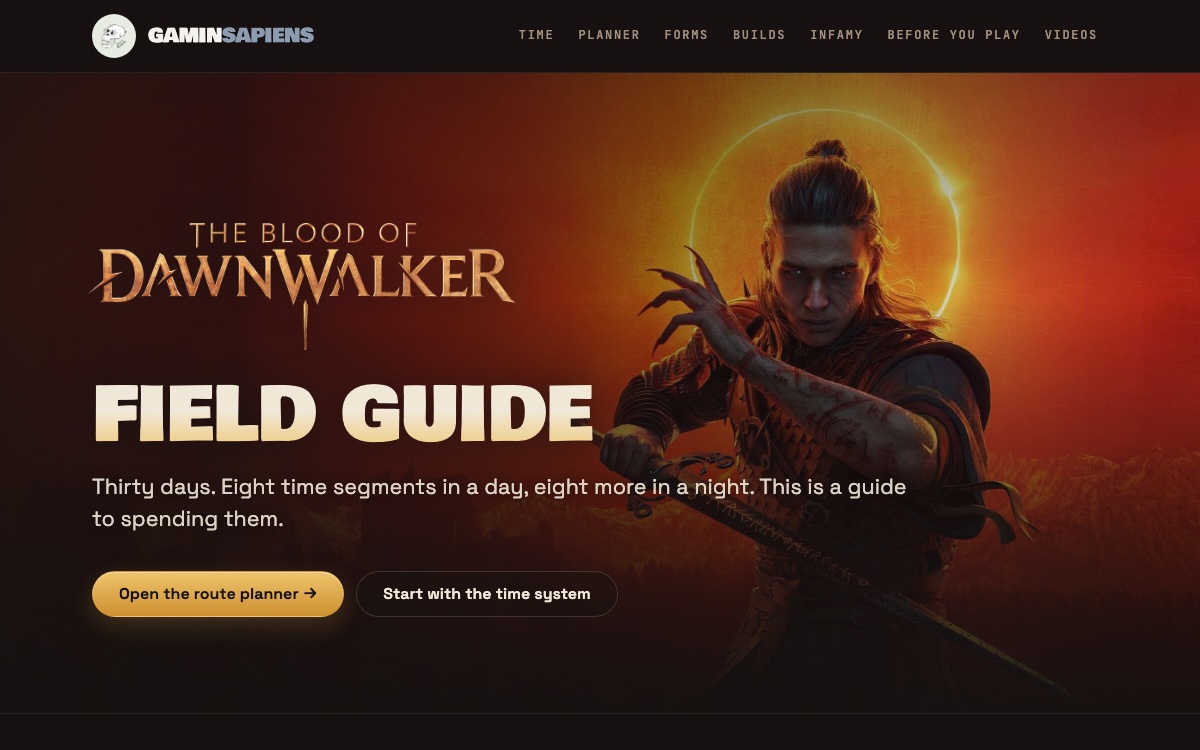 The Blood of Dawnwalker Field Guide home page